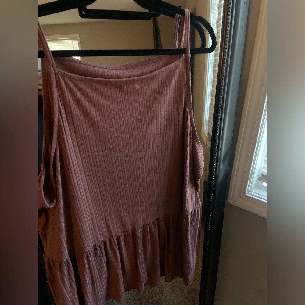 Maurice’s mauve high neck peplum tank top